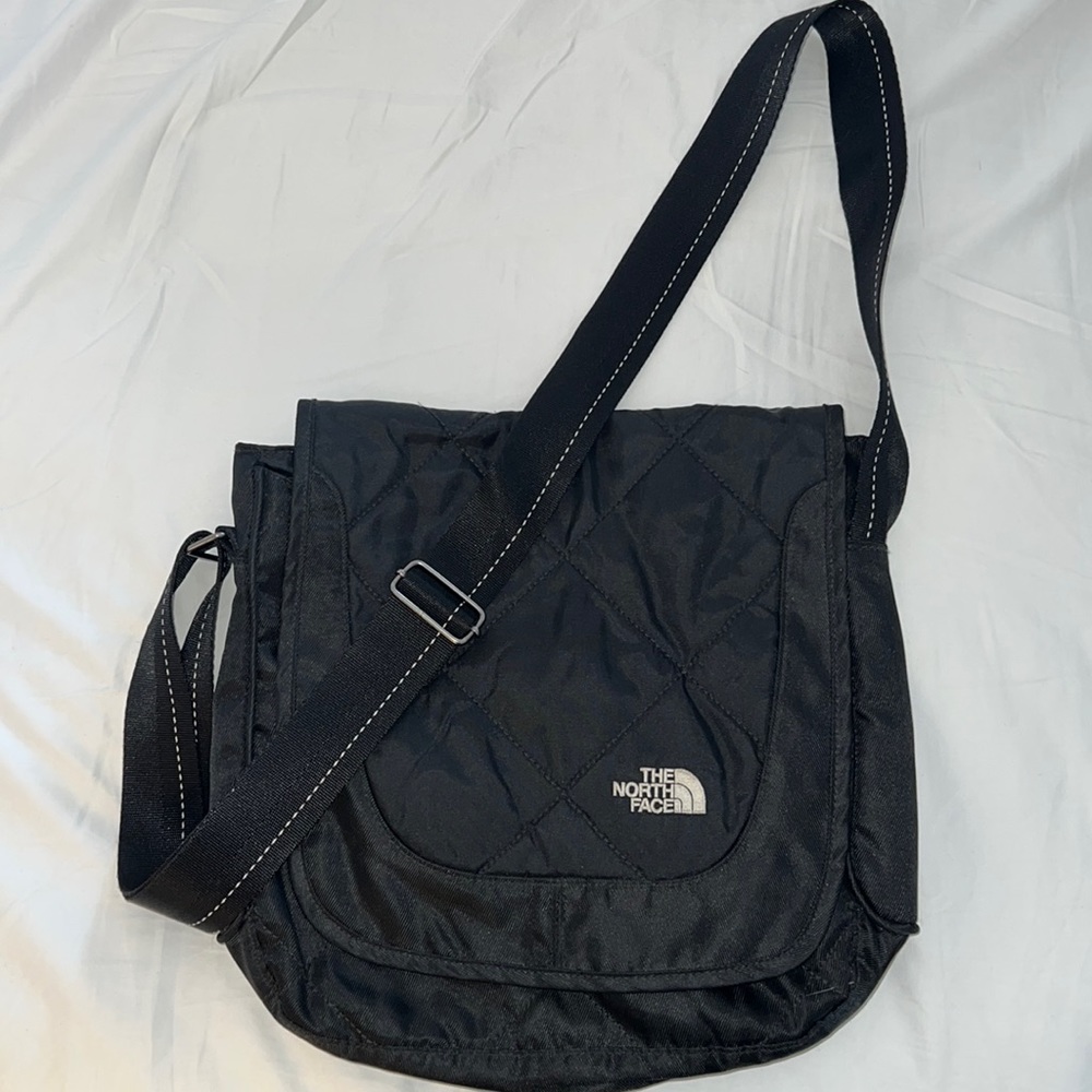 North face cross body black bag